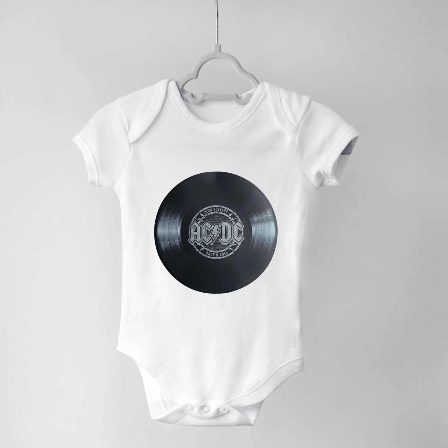 ACDC Vinyl Babygrow White IZZIT APPAREL