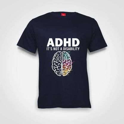 ADHD Is Not A Disability Cotton T-Shirt Navy IZZIT APPAREL