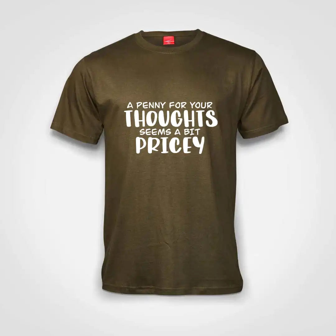 A Penny For Your Thoughts Cotton T-Shirt Olive IZZIT APPAREL