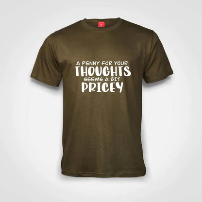 A Penny For Your Thoughts Cotton T-Shirt Olive IZZIT APPAREL