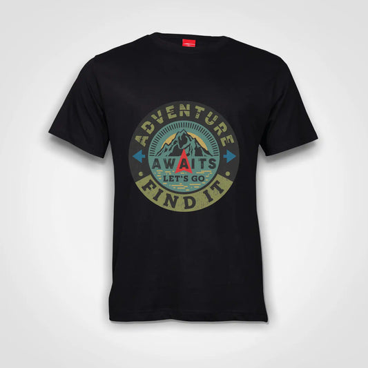 Adventure Awaits Cotton T-Shirt Black IZZIT APPAREL