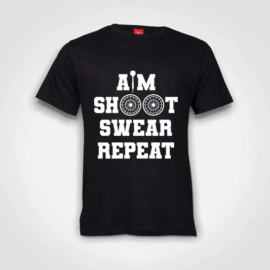 Aim Shoot Swear Repeat Cotton T-Shirt Black IZZIT APPAREL