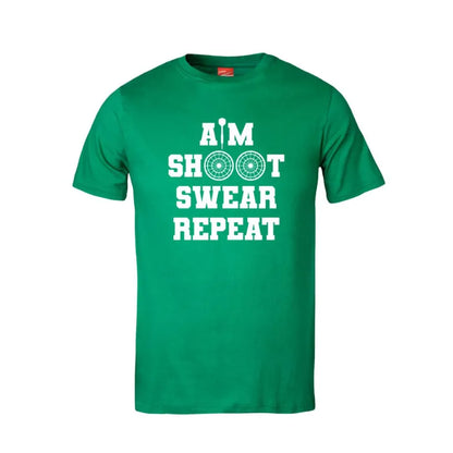 Aim Shoot Swear Repeat Cotton T-Shirt