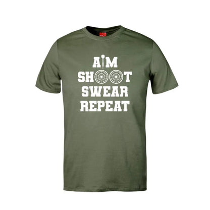 Aim Shoot Swear Repeat Cotton T-Shirt