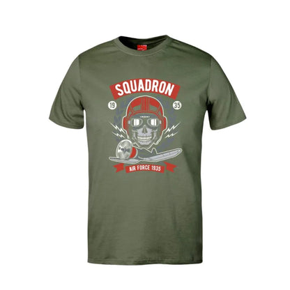 Air Force Squadron Skull Cotton T-Shirt