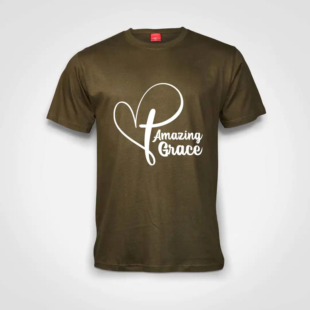 Amazing Grace Cotton T-Shirt Olive IZZIT APPAREL