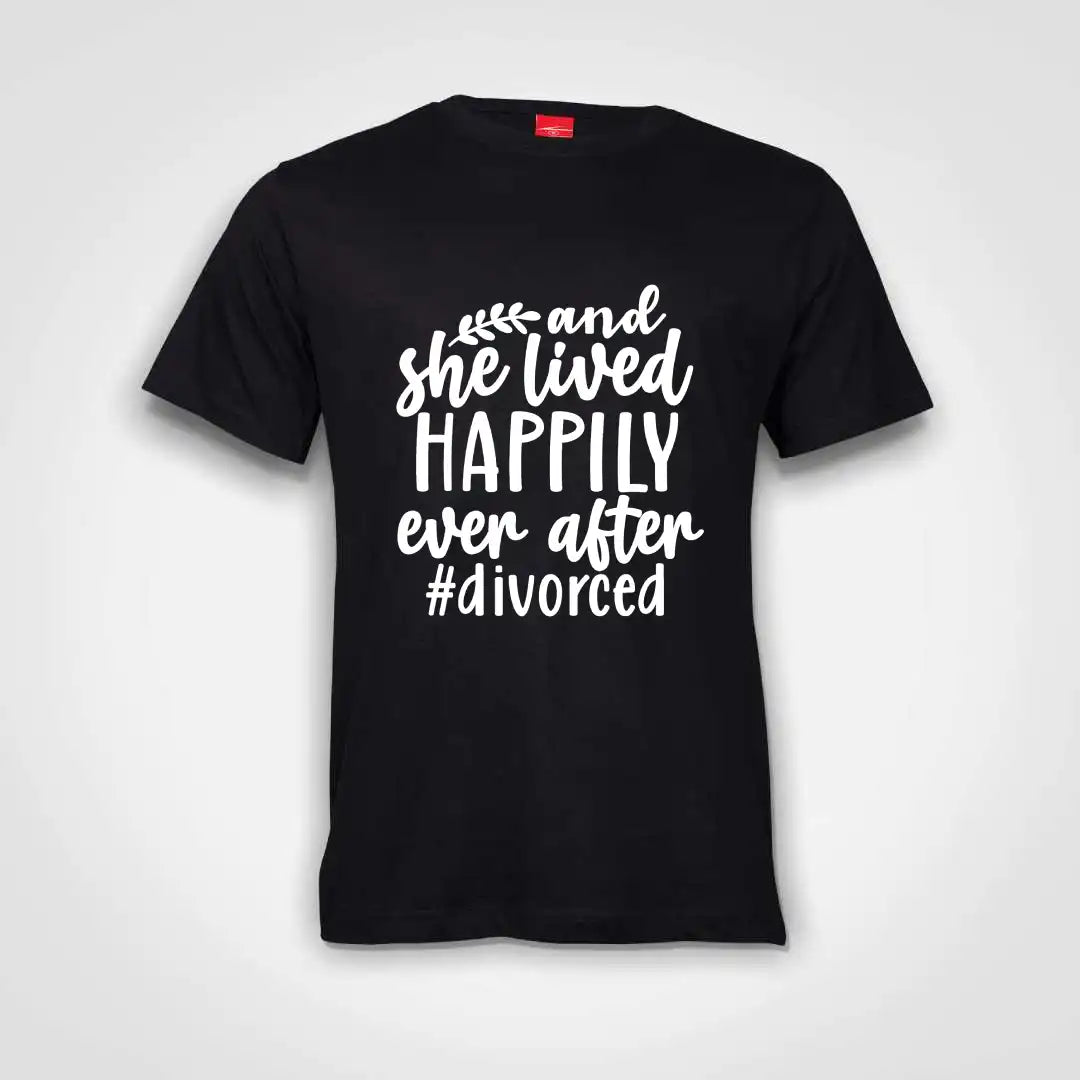 And She Lived Happily Ever After Cotton T-Shirt Black IZZIT APPAREL