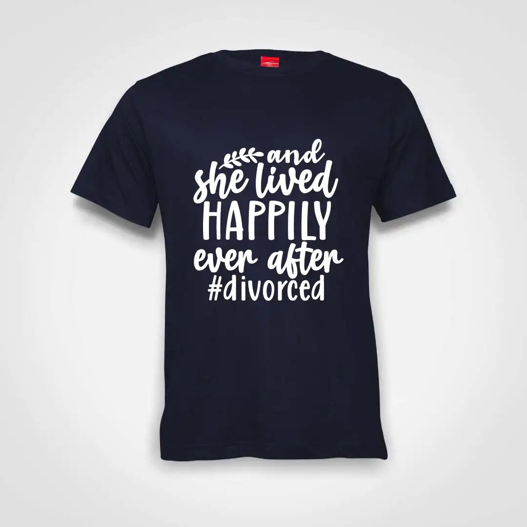 And She Lived Happily Ever After Cotton T-Shirt Navy IZZIT APPAREL