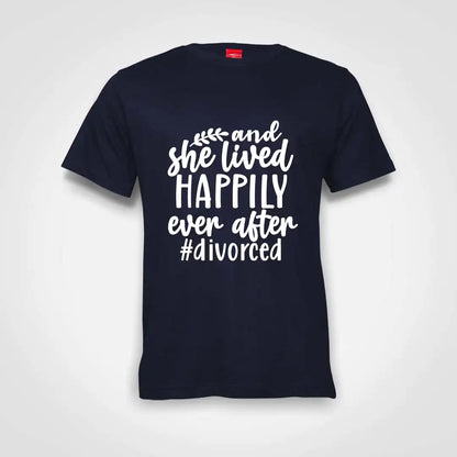And She Lived Happily Ever After Cotton T-Shirt Navy IZZIT APPAREL