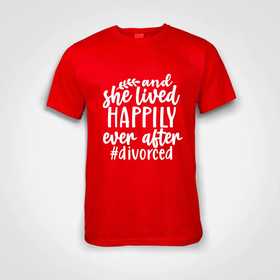 And She Lived Happily Ever After Cotton T-Shirt Red IZZIT APPAREL