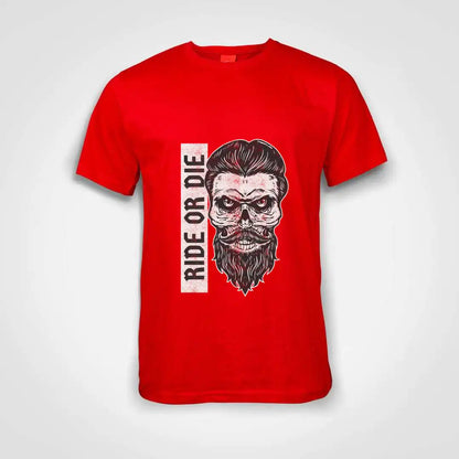 Bearded Skull Ride Or Die Cotton T-Shirt Red IZZIT APPAREL
