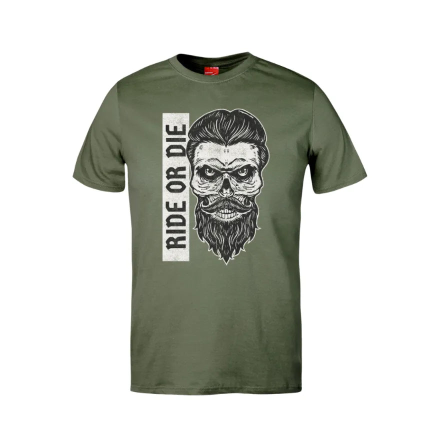 Bearded Skull Ride Or Die Cotton T-Shirt