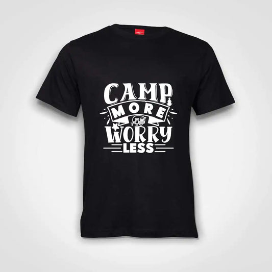 Camp More Worry Less Cotton T-Shirt Black IZZIT APPAREL