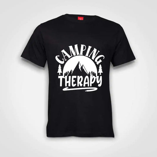 Camping Therapy Cotton T-Shirt Black IZZIT APPAREL