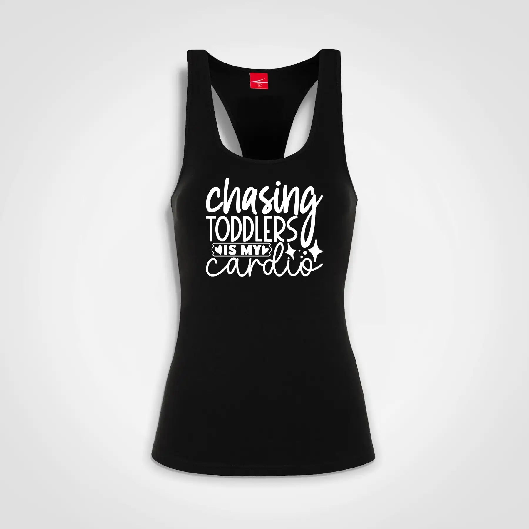 Chasing Toddlers Is My Cardio Ladies Tank Black IZZIT APPAREL