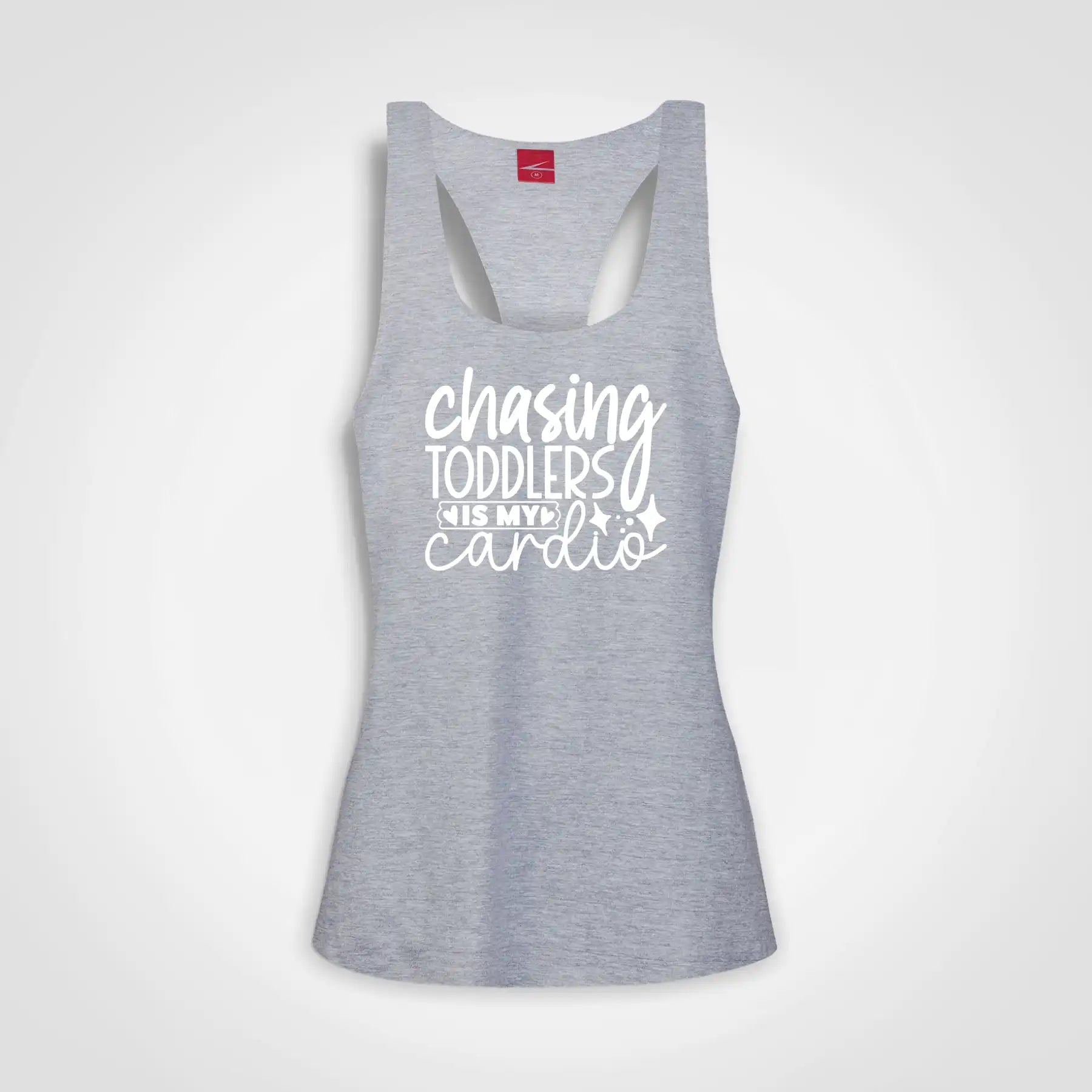 Chasing Toddlers Is My Cardio Ladies Tank Grey-Melange IZZIT APPAREL