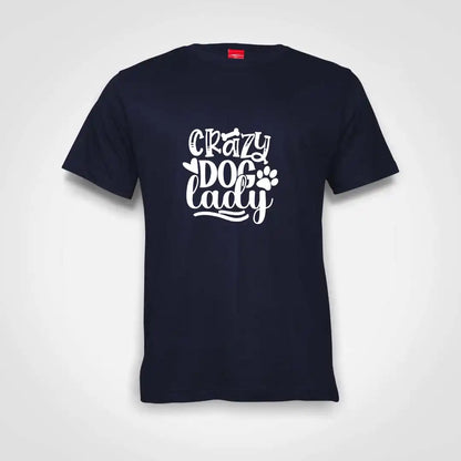 Crazy Dog Lady Cotton T-Shirt Navy IZZIT APPAREL
