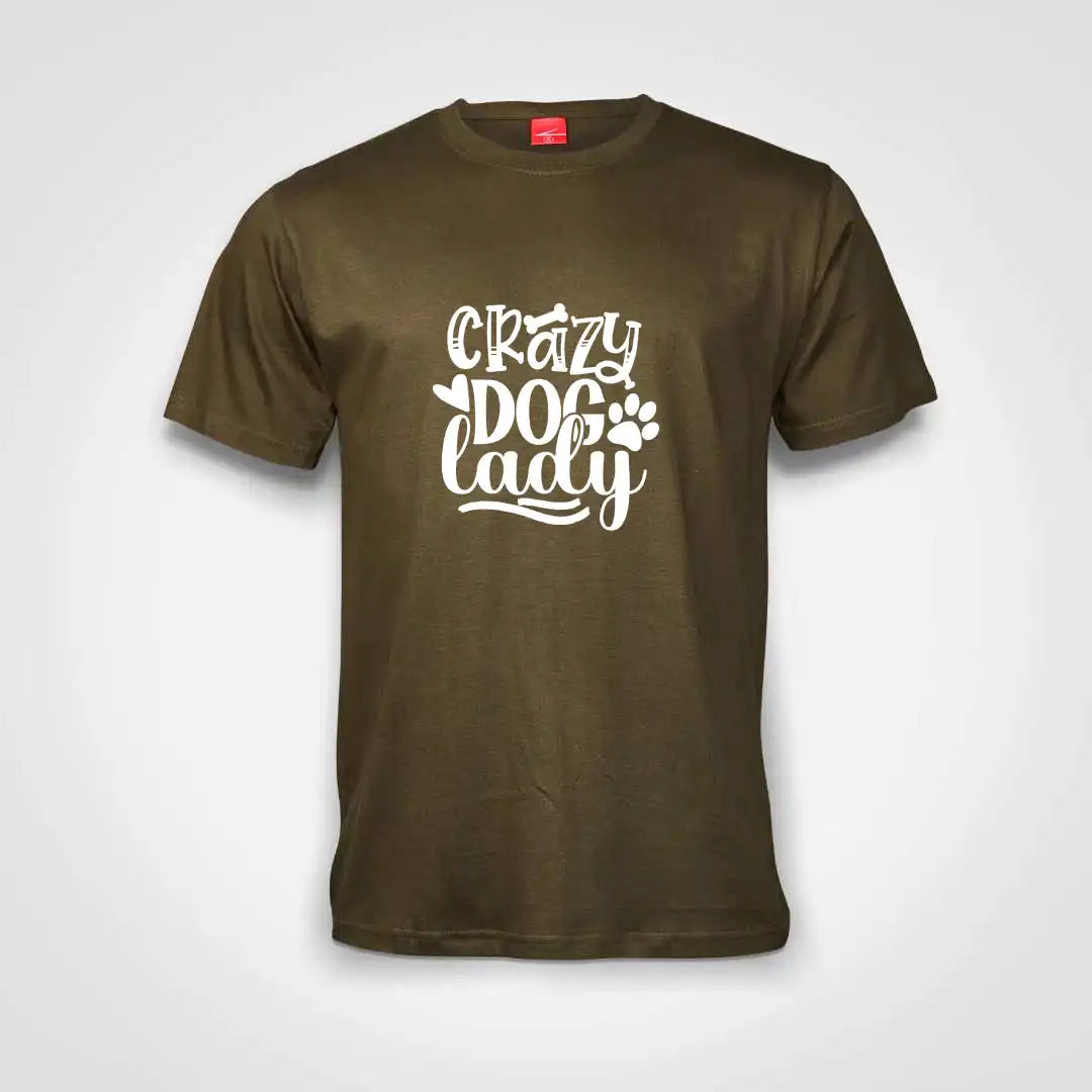 Crazy Dog Lady Cotton T-Shirt Olive IZZIT APPAREL
