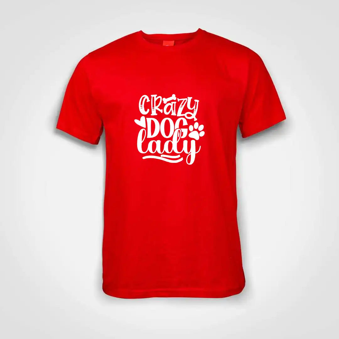 Crazy Dog Lady Cotton T-Shirt Red IZZIT APPAREL