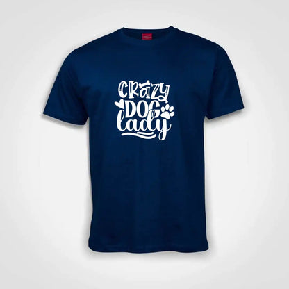 Crazy Dog Lady Cotton T-Shirt Royal Blue IZZIT APPAREL