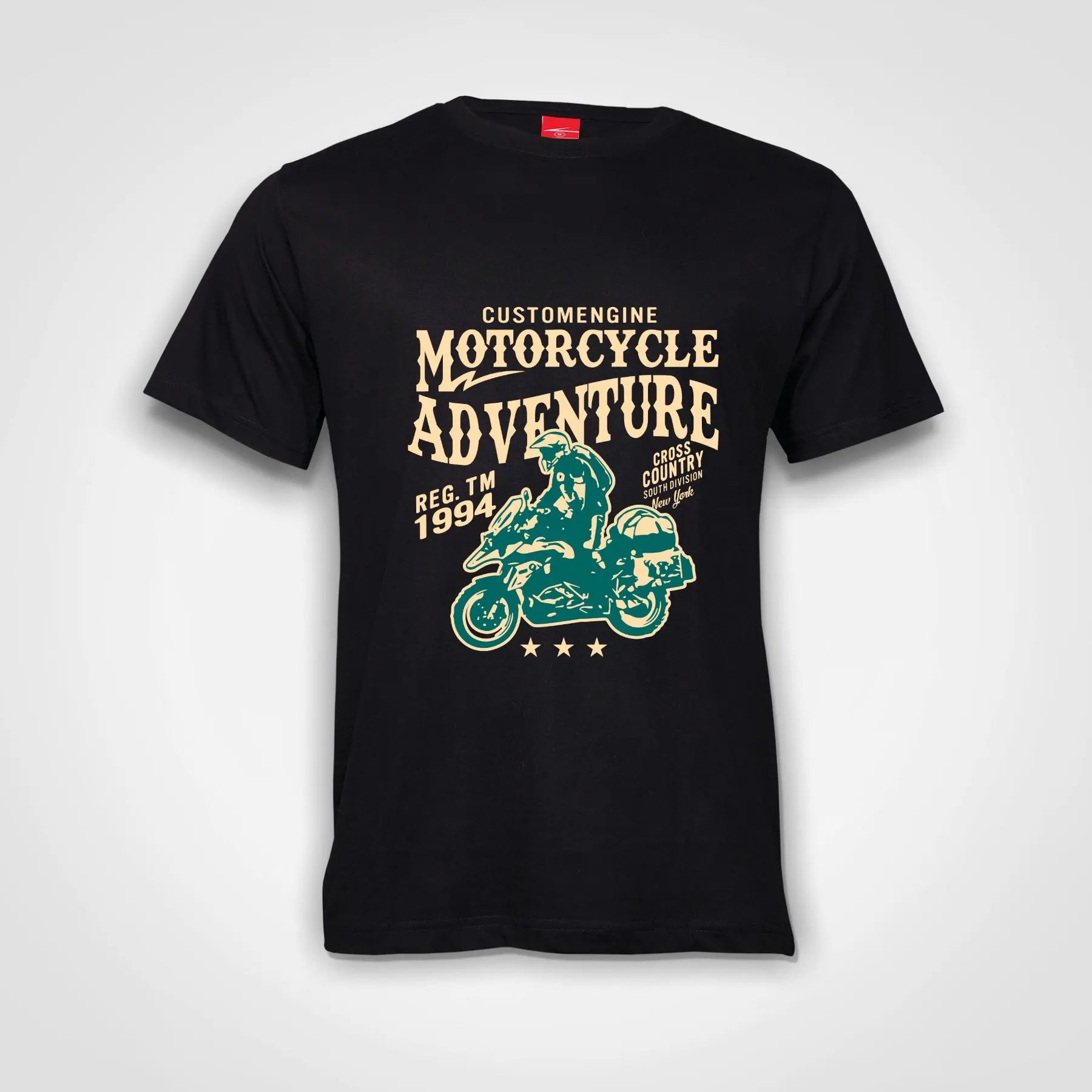 Custom Engine Motorcycle Adventure Cotton T-Shirt Black IZZIT APPAREL