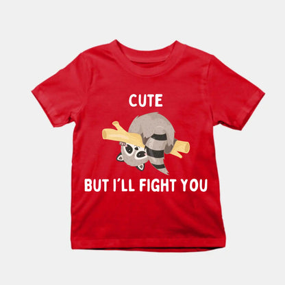 Cute Raccoon Kids T-Shirt Red IZZIT APPAREL