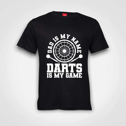 Dad Is My Name Darts Is My Game Cotton T-Shirt Black IZZIT APPAREL