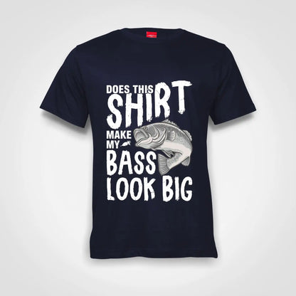Does This Shirt Make My Bass Look Big Cotton T-Shirt Navy IZZIT APPAREL