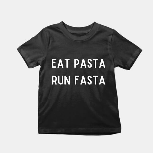 Eat Pasta Run Fasta Kids T-Shirt Black IZZIT APPAREL