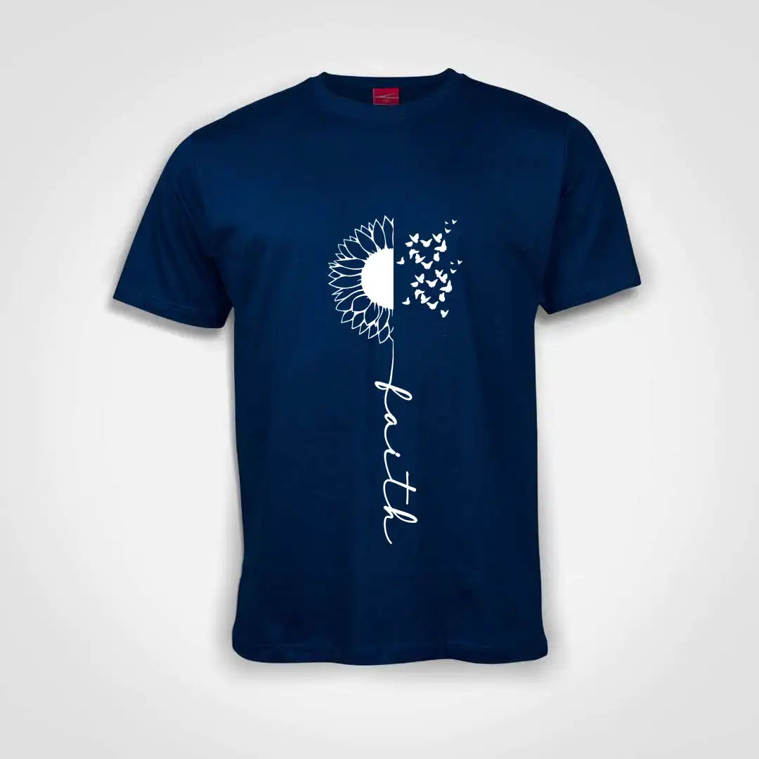 Faith Flower Cotton T-Shirt Royal Blue IZZIT APPAREL