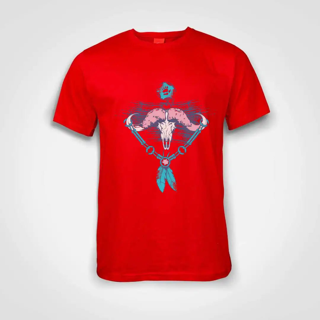 Feather Horn Cotton T-Shirt Red IZZIT APPAREL