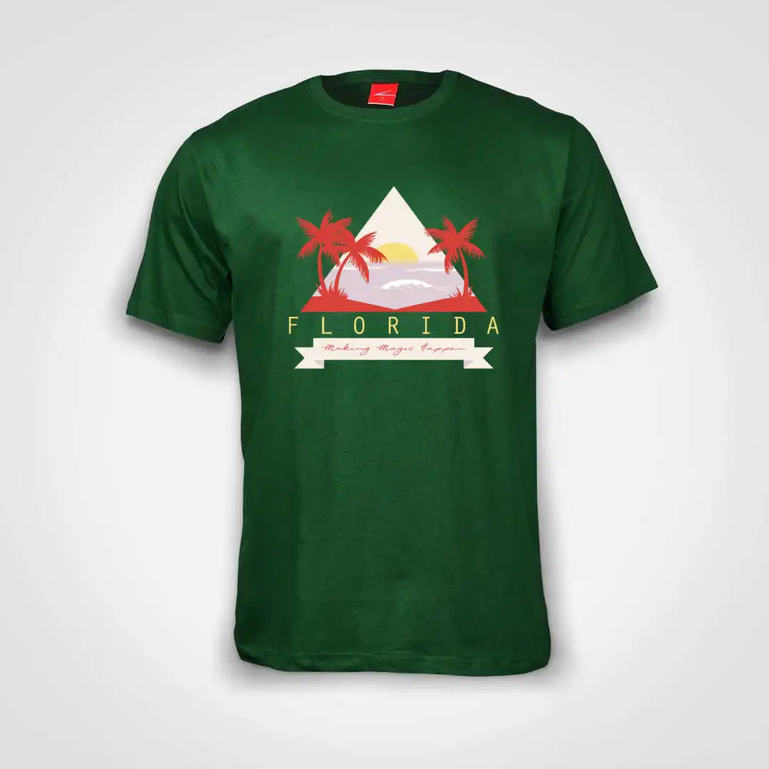 Florida Triangle Cotton T-Shirt Bottle Green IZZIT APPAREL