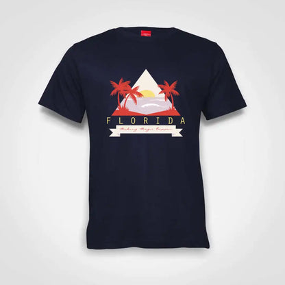 Florida Triangle Cotton T-Shirt Navy IZZIT APPAREL