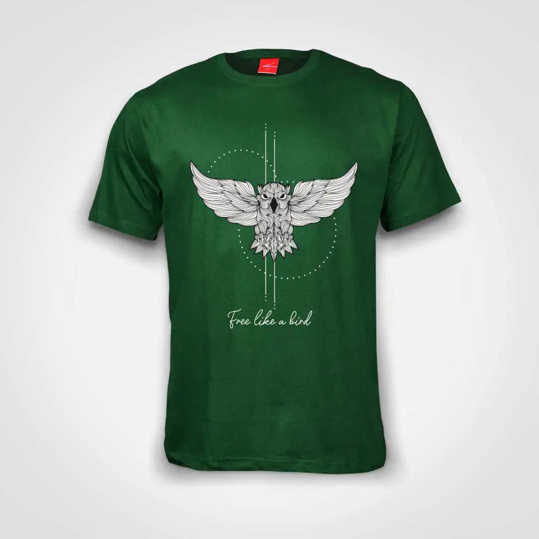 Free Like A Bird Cotton T-Shirt Bottle Green IZZIT APPAREL