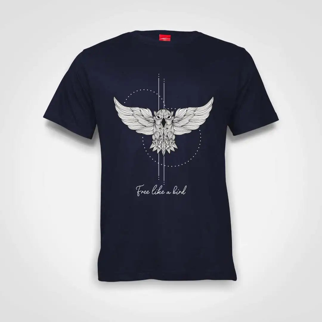 Free Like A Bird Cotton T-Shirt Navy IZZIT APPAREL