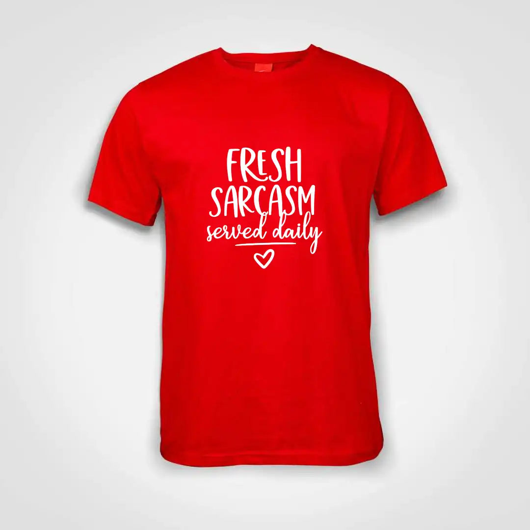 Fresh Sarcasm Served Daily Cotton T-Shirt Red IZZIT APPAREL