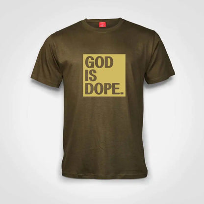 God Is Dope Cotton T-Shirt Olive IZZIT APPAREL