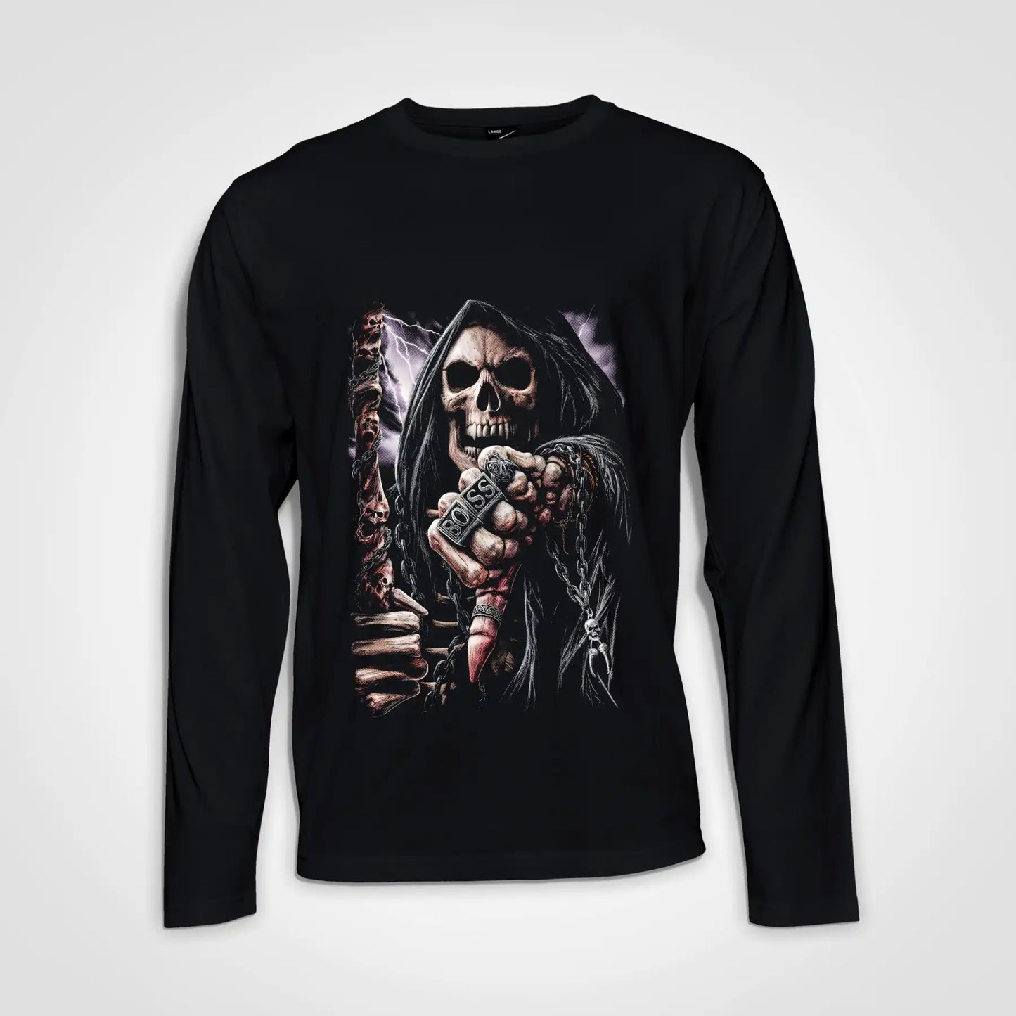 Grim Reaper Boss Long Sleeve Heavy Weight T-shirt Black IZZIT APPAREL