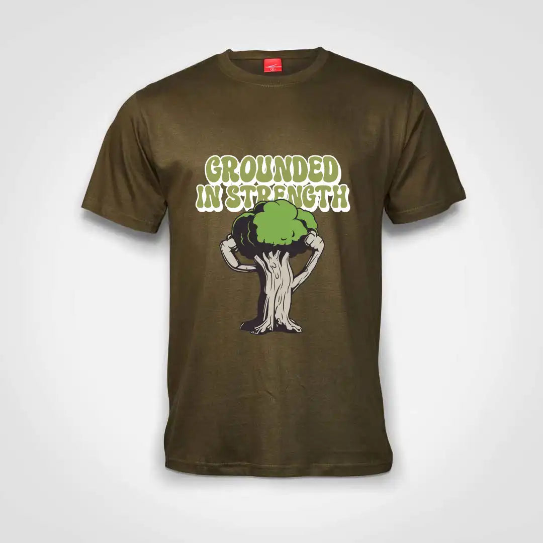 Grounded In Strength Cotton T-Shirt Olive IZZIT APPAREL