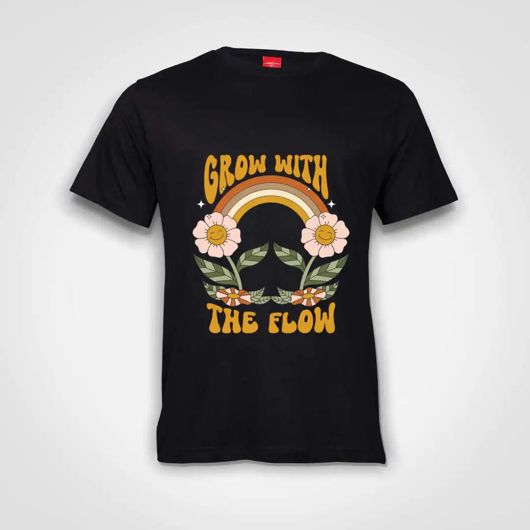 Grow With The Flow Cotton T-Shirt Black IZZIT APPAREL