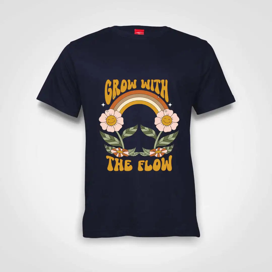 Grow With The Flow Cotton T-Shirt Navy IZZIT APPAREL
