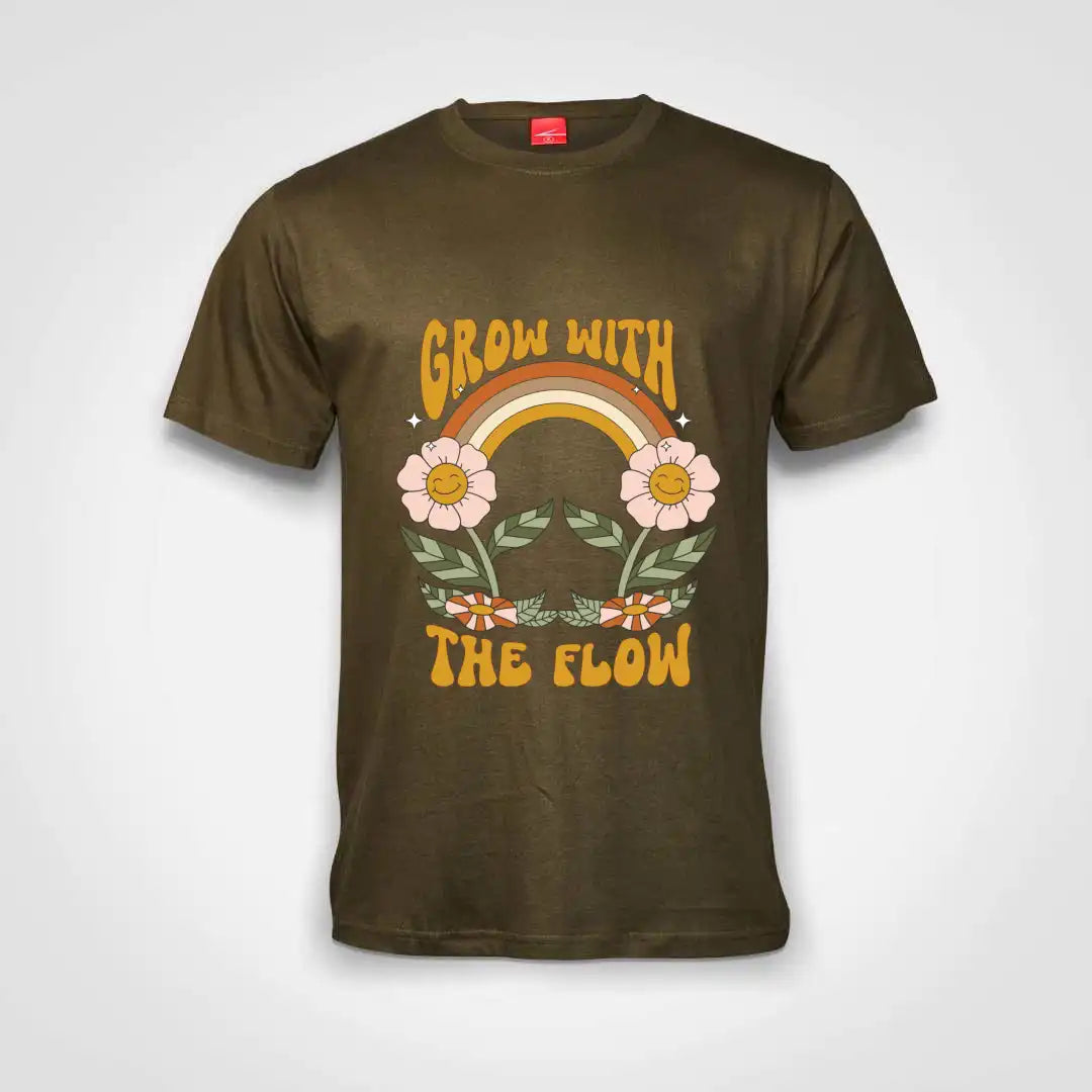 Grow With The Flow Cotton T-Shirt Olive IZZIT APPAREL