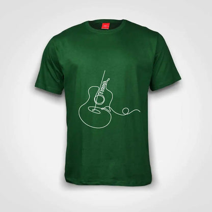 Guitar Line Art Cotton T-Shirt Bottle Green IZZIT APPAREL