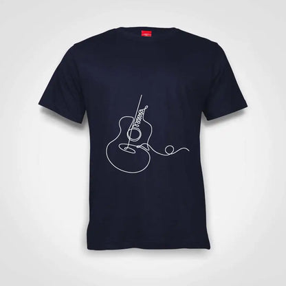 Guitar Line Art Cotton T-Shirt Navy IZZIT APPAREL