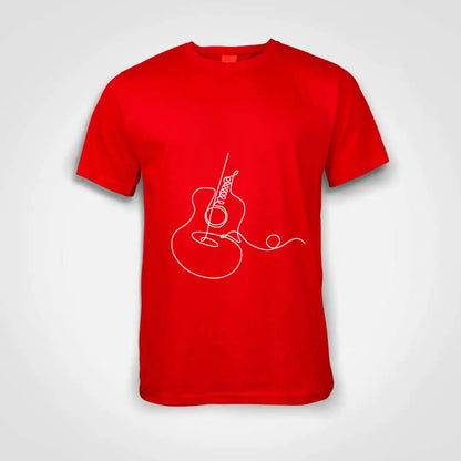 Guitar Line Art Cotton T-Shirt Red IZZIT APPAREL