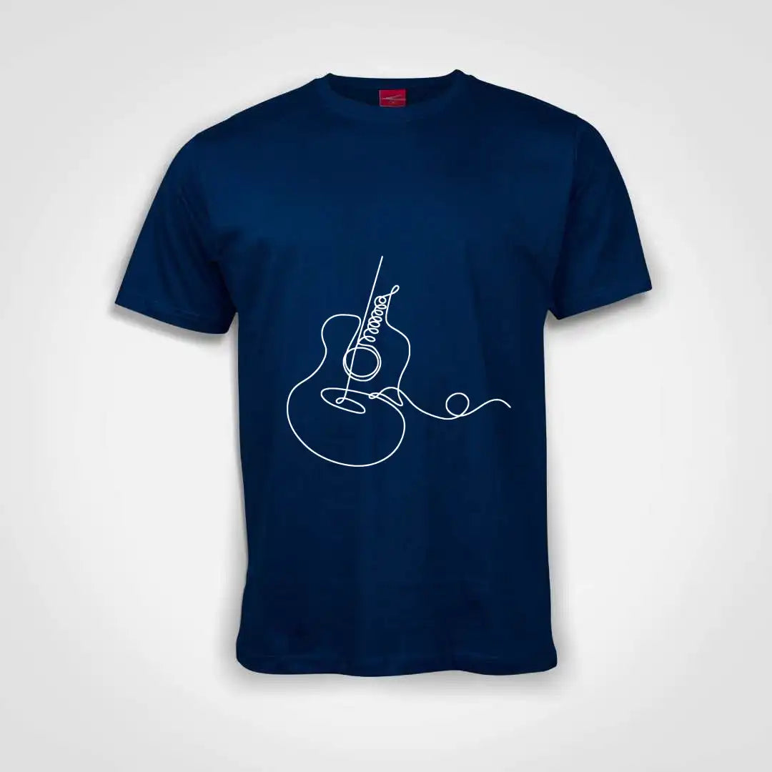 Guitar Line Art Cotton T-Shirt Royal Blue IZZIT APPAREL