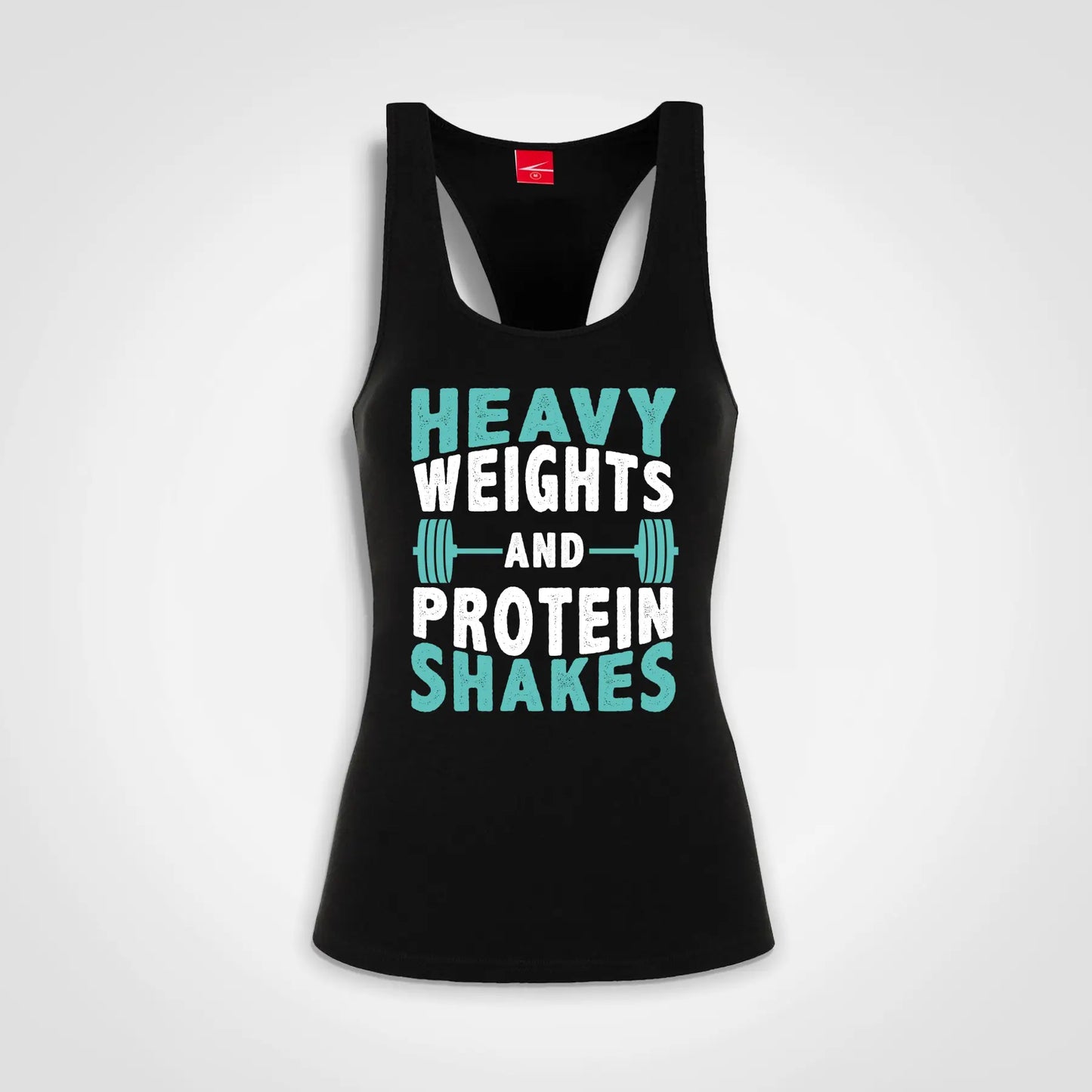 Heavy Weights and Protein Shakes Ladies Tank Black IZZIT APPAREL