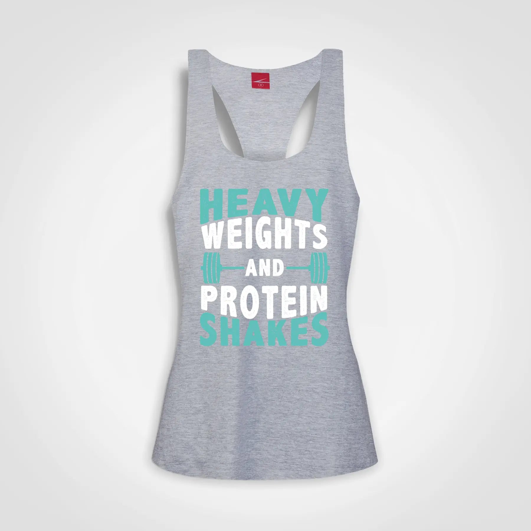 Heavy Weights and Protein Shakes Ladies Tank Grey-Melange IZZIT APPAREL