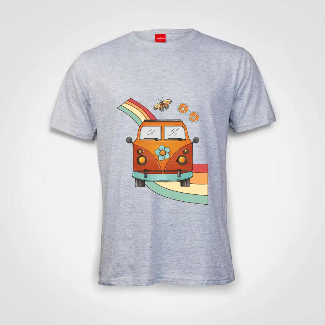 Hippie Van On Rainbow Cotton T-Shirt Grey-Melange IZZIT APPAREL