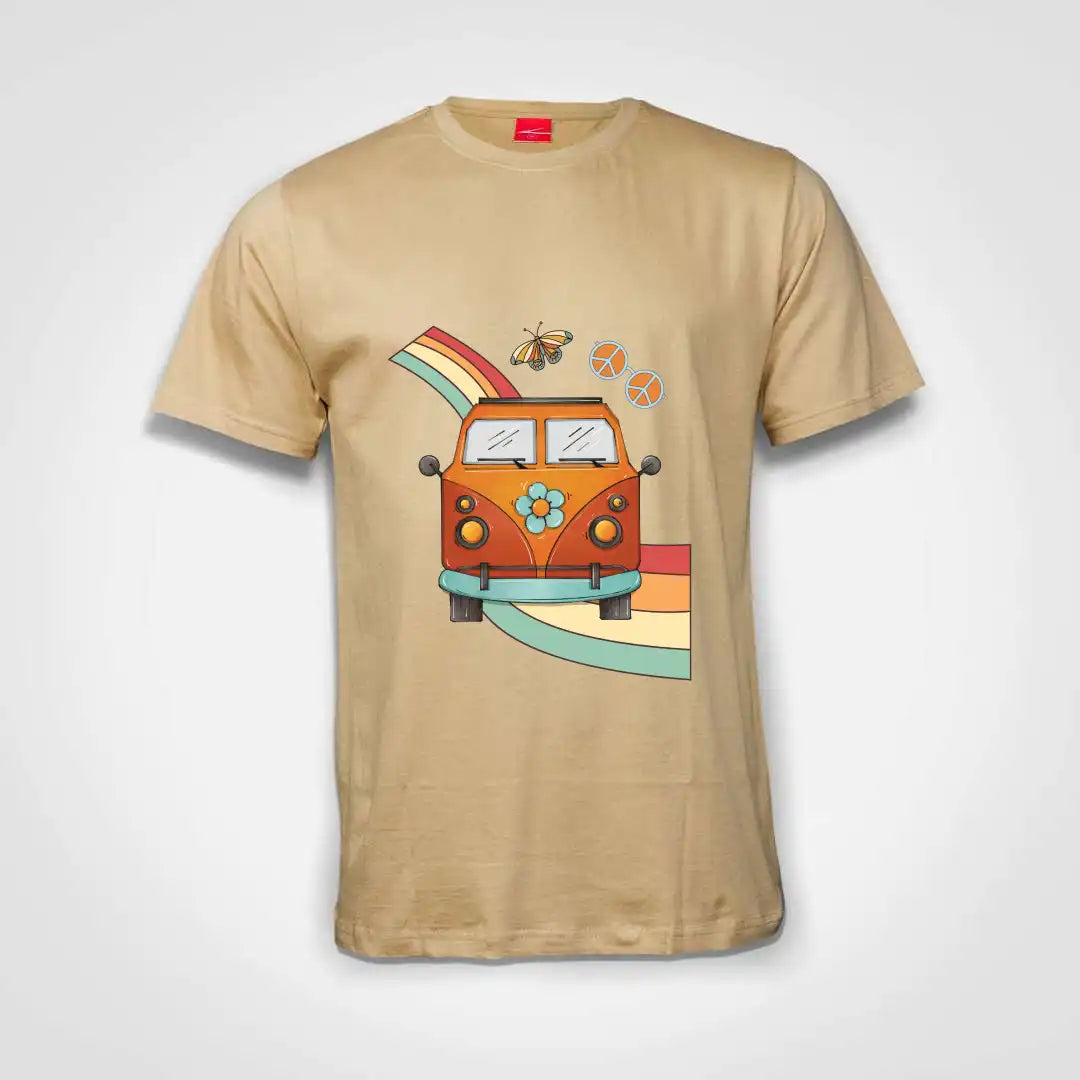 Hippie Van On Rainbow Cotton T-Shirt Natural IZZIT APPAREL